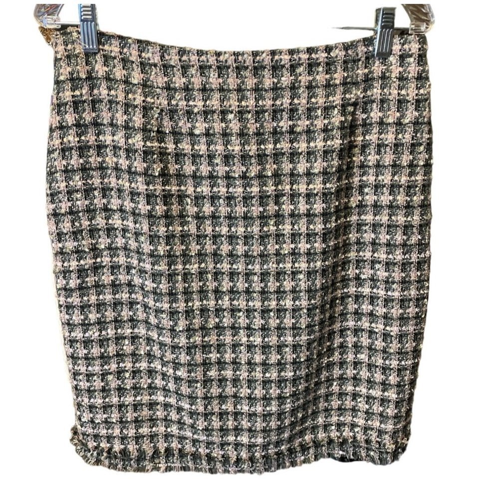 Ilyse Hart LTD Checked Tweed Short Straight Pencil Skirt Sz 12